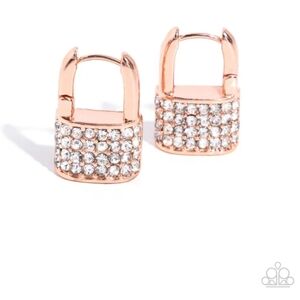 Locked Luxury Cooper Hoop Earring Rhinestone Fashion Jewelry Paparazzi